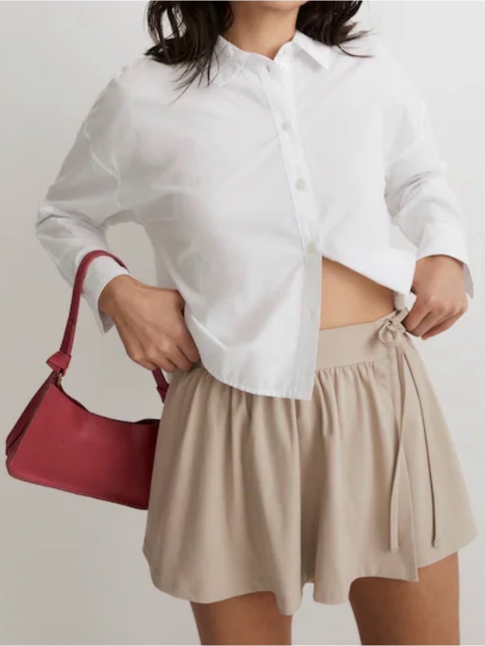 Madewell Light Taupe Tie-Waist Skort Shorts